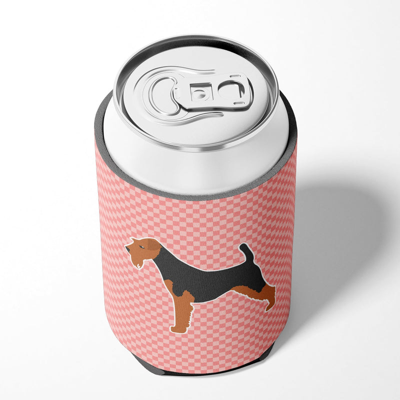 Airedale Terrier Checkerboard Pink Can or Bottle Hugger BB3657CC