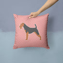Airedale Terrier Checkerboard Pink Throw Pillow - 14x14 Decorative Pillow – Art for Your Home & Patio BB3657PW1414