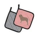 Neapolitan Mastiff Checkerboard Pink Pot Holder Set of 2 Heat Resistant Quilted Hot Pads 7.5 x 7.5 Inch, Insulated Kitchen Trivets for Cooking & Baking