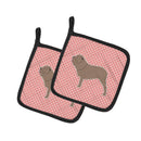 Neapolitan Mastiff Checkerboard Pink Pot Holder Set of 2 Heat Resistant Quilted Hot Pads 7.5 x 7.5 Inch, Insulated Kitchen Trivets for Cooking & Baking