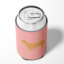 Dogue de Bordeaux Checkerboard Pink Can or Bottle Hugger Cooler Sleeve for Standard 12 oz Cans, Insulated Foam Beer & Soda Can Hugger Reusable