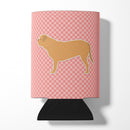 Dogue de Bordeaux Checkerboard Pink Can or Bottle Hugger Cooler Sleeve for Standard 12 oz Cans, Insulated Foam Beer & Soda Can Hugger Reusable