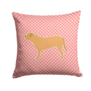 Dogue de Bordeaux Checkerboard Pink Decorative Throw Pillow 14x14 Indoor Outdoor Accent Cushion, Fabric Cover with Insert for Sofa, Bed, Porch & Living Room