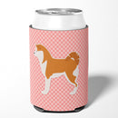 Akita Checkerboard Pink Can or Bottle Hugger BB3672CC