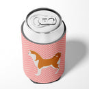 Akita Checkerboard Pink Can or Bottle Hugger BB3672CC