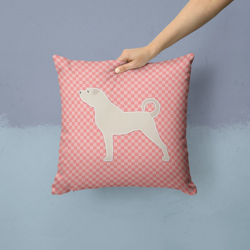Anatolian Shepherd Checkerboard Pink Throw Pillow - 14x14 Decorative Pillow – Art for Your Home & Patio BB3677PW1414