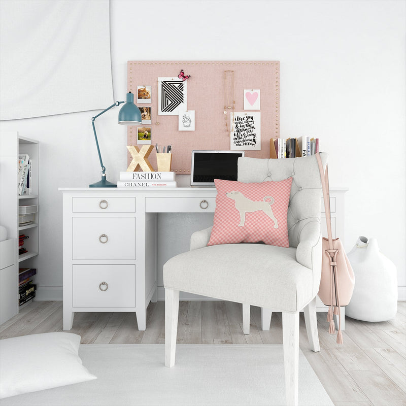 Anatolian Shepherd Checkerboard Pink Throw Pillow - 14x14 Decorative Pillow – Art for Your Home & Patio BB3677PW1414