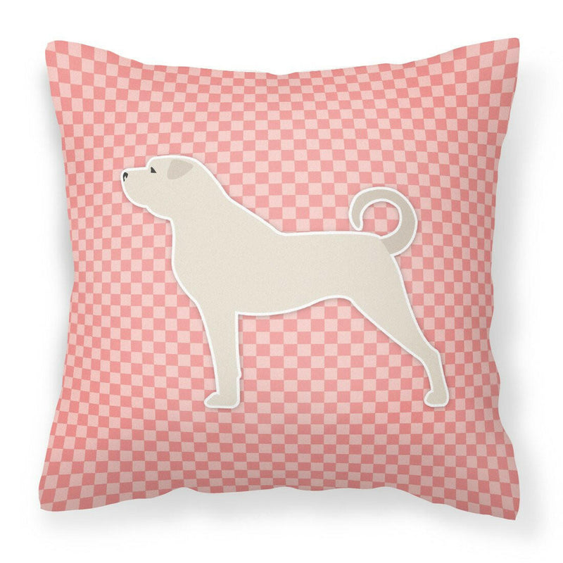 Anatolian Shepherd Checkerboard Pink Fabric Decorative Pillow BB3677PW1818