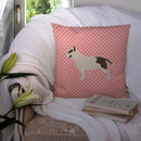 Bull Terrier Checkerboard Pink Decorative Throw Pillow 14x14 Indoor Outdoor Accent Cushion, Fabric Cover with Insert for Sofa, Bed, Porch & Living Room