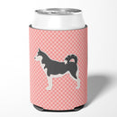 Siberian Husky Checkerboard Pink Can or Bottle Hugger Cooler Sleeve for Standard 12 oz Cans, Insulated Foam Beer & Soda Can Hugger Reusable