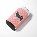 Siberian Husky Checkerboard Pink Can or Bottle Hugger Cooler Sleeve for Standard 12 oz Cans, Insulated Foam Beer & Soda Can Hugger Reusable