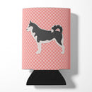 Siberian Husky Checkerboard Pink Can or Bottle Hugger Cooler Sleeve for Standard 12 oz Cans, Insulated Foam Beer & Soda Can Hugger Reusable