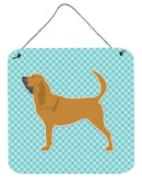 Bloodhound  Checkerboard Blue Wall or Door Hanging Prints BB3684DS66