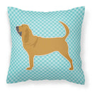 Bloodhound  Checkerboard Blue Fabric Decorative Pillow BB3684PW1818