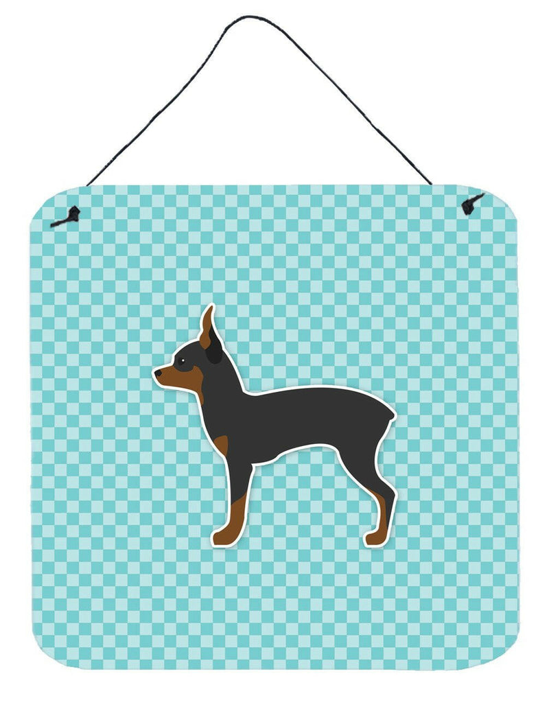 Toy Fox Terrier  Checkerboard Blue Wall or Door Hanging Prints BB3687DS66