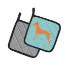 Pharaoh Hound  Checkerboard Blue Pot Holder Set of 2 Heat Resistant Quilted Hot Pads 7.5 x 7.5 Inch, Insulated Kitchen Trivets for Cooking & Baking