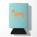 Border Terrier  Checkerboard Blue Can or Bottle Hugger BB3689CC