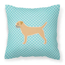 Border Terrier  Checkerboard Blue Fabric Decorative Pillow BB3689PW1818