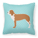 Spanish Hound  Checkerboard Blue Decorative Throw Pillow 18x18 Indoor Outdoor Accent Cushion, Fabric Cover with Insert for Sofa, Bed, Porch & Living Room