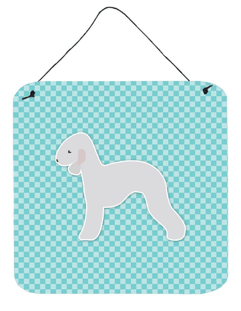 Bedlington Terrier  Checkerboard Blue Wall or Door Hanging Prints BB3694DS66