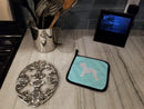 Bedlington Terrier  Checkerboard Blue Pot Holder Set of 2 Heat Resistant Quilted Hot Pads 7.5 x 7.5 Inch, Insulated Kitchen Trivets for Cooking & Baking