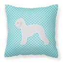 Bedlington Terrier  Checkerboard Blue Decorative Throw Pillow 18x18 Indoor Outdoor Accent Cushion, Fabric Cover with Insert for Sofa, Bed, Porch & Living Room
