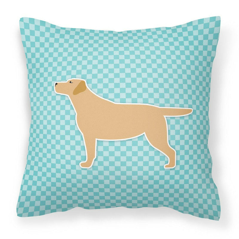 Yellow Labrador Retriever  Checkerboard Blue Fabric Decorative Pillow BB3697PW1818