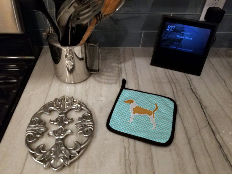 American Foxhound  Checkerboard Blue Pot Holders - Set of 2 - Heat-Resistant Kitchen Essentials BB3698PTHD