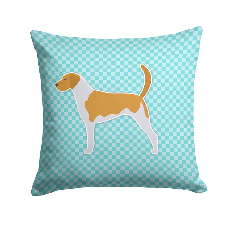 American Foxhound  Checkerboard Blue Fabric Decorative Pillow BB3698PW1414