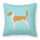 American Foxhound  Checkerboard Blue Fabric Decorative Pillow BB3698PW1818