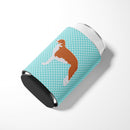 Borzoi Russian Greyhound  Checkerboard Blue Can or Bottle Hugger BB3699CC