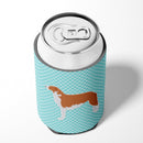 Borzoi Russian Greyhound  Checkerboard Blue Can or Bottle Hugger BB3699CC