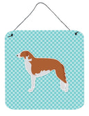 Borzoi Russian Greyhound  Checkerboard Blue Wall or Door Hanging Prints BB3699DS66