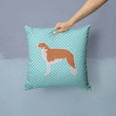 Borzoi Russian Greyhound  Checkerboard Blue Throw Pillow - 14x14 Decorative Pillow – Art for Your Home & Patio BB3699PW1414