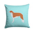 Borzoi Russian Greyhound  Checkerboard Blue Throw Pillow - 14x14 Decorative Pillow – Art for Your Home & Patio BB3699PW1414