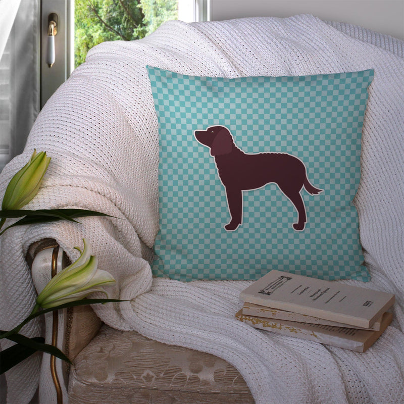 American Water Spaniel  Checkerboard Blue Throw Pillow - 14x14 Decorative Pillow – Art for Your Home & Patio BB3701PW1414