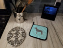 Irish Wolfhound  Checkerboard Blue Pot Holder Set of 2 Heat Resistant Quilted Hot Pads 7.5 x 7.5 Inch, Insulated Kitchen Trivets for Cooking & Baking
