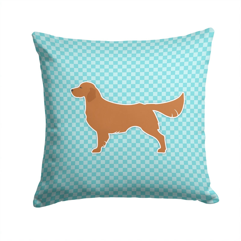 Golden Retriever  Checkerboard Blue Fabric Decorative Pillow BB3704PW1414