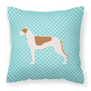 Greyhound  Checkerboard Blue Decorative Throw Pillow 18x18 Indoor Outdoor Accent Cushion, Fabric Cover with Insert for Sofa, Bed, Porch & Living Room