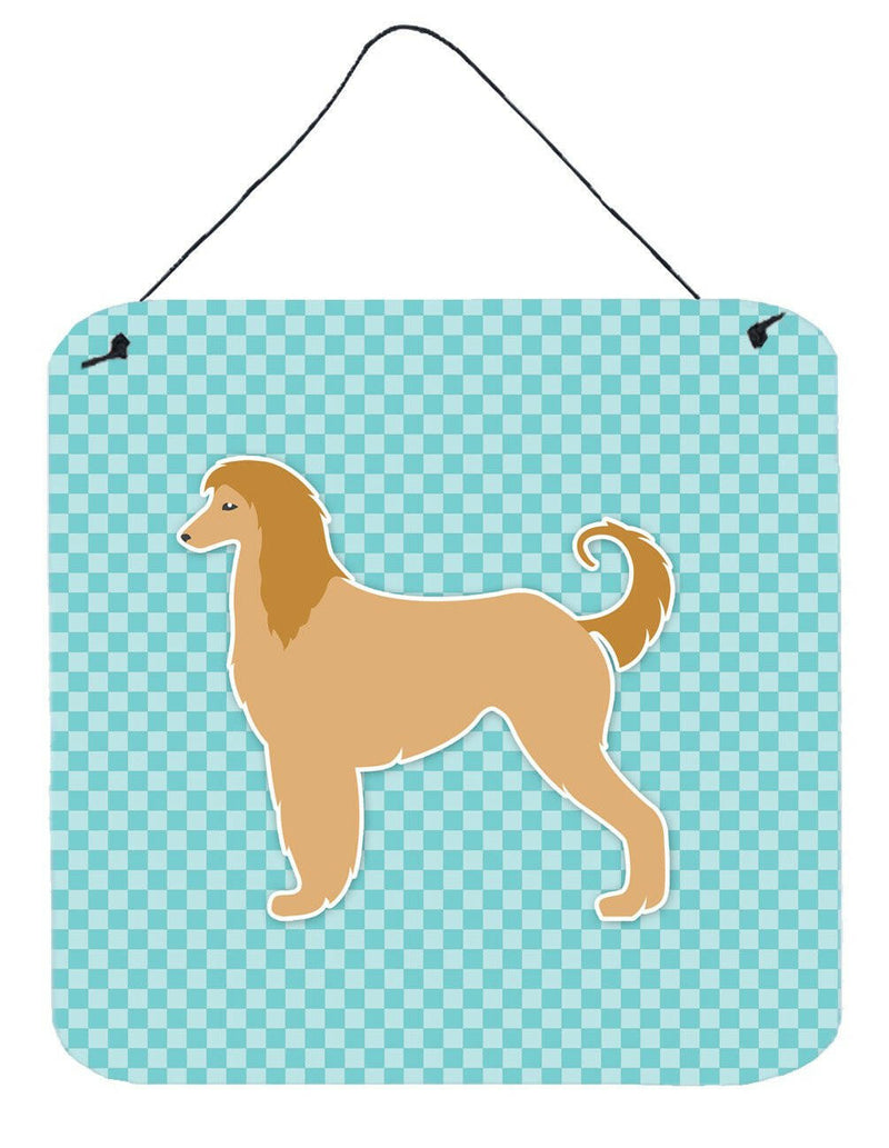 Afghan Hound  Checkerboard Blue Wall or Door Hanging Prints BB3706DS66