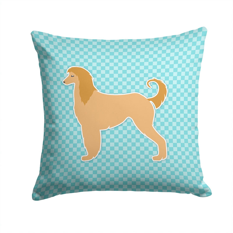 Afghan Hound  Checkerboard Blue Fabric Decorative Pillow BB3706PW1414