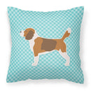 Beagle Checkerboard Blue Decorative Throw Pillow 18x18 Indoor Outdoor Accent Cushion, Fabric Cover with Insert for Sofa, Bed, Porch & Living Room