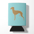 Italian Greyhound Checkerboard Blue Can or Bottle Hugger Cooler Sleeve for Standard 12 oz Cans, Insulated Foam Beer & Soda Can Hugger Reusable
