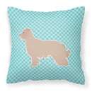 Pyrenean Shepherd Checkerboard Blue Decorative Throw Pillow 18x18 Indoor Outdoor Accent Cushion, Fabric Cover with Insert for Sofa, Bed, Porch & Living Room