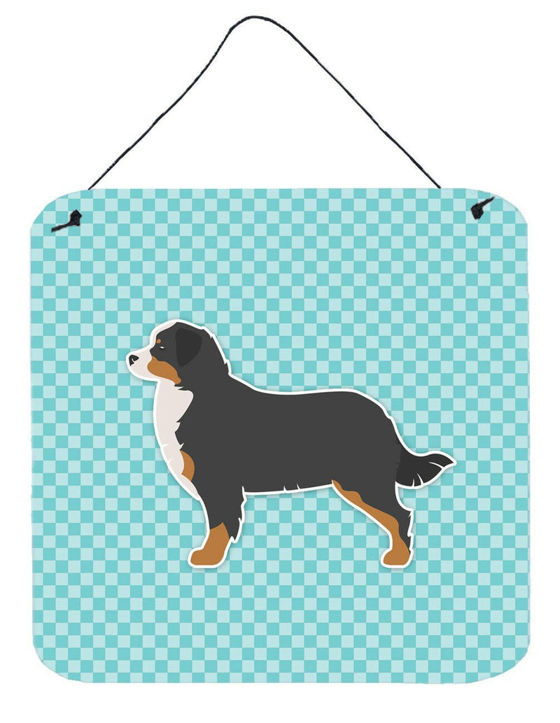 Bernese Mountain Dog Checkerboard Blue Wall or Door Hanging Prints BB3719DS66