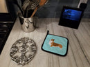 Corgi Checkerboard Blue Pot Holder Set of 2 Heat Resistant Quilted Hot Pads 7.5 x 7.5 Inch, Insulated Kitchen Trivets for Cooking & Baking