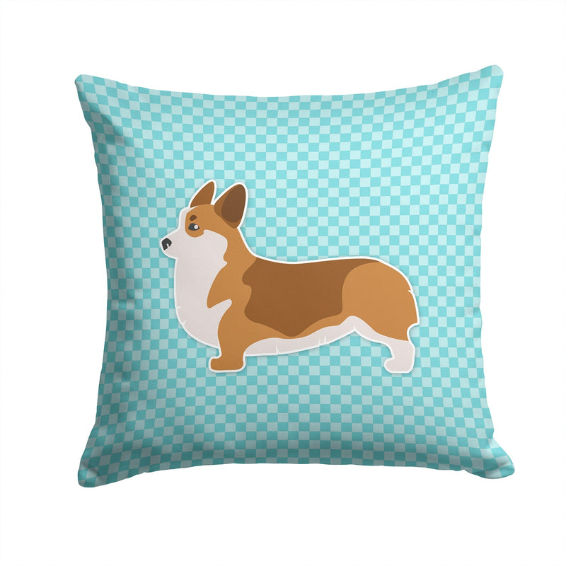 Corgi Checkerboard Blue Fabric Decorative Pillow BB3720PW1414