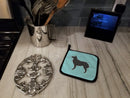 Croatian Sheepdog Checkerboard Blue Pot Holder Set of 2 Heat Resistant Quilted Hot Pads 7.5 x 7.5 Inch, Insulated Kitchen Trivets for Cooking & Baking