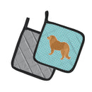 Caucasian Shepherd Dog Checkerboard Blue Pot Holder Set of 2 Heat Resistant Quilted Hot Pads 7.5 x 7.5 Inch, Insulated Kitchen Trivets for Cooking & Baking