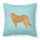 Caucasian Shepherd Dog Checkerboard Blue Decorative Throw Pillow 18x18 Indoor Outdoor Accent Cushion, Fabric Cover with Insert for Sofa, Bed, Porch & Living Room